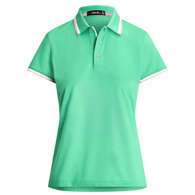 Womens Tailored Fit Pique Polo Shirt Course Green/Course Pink/Ceramic White - SS24