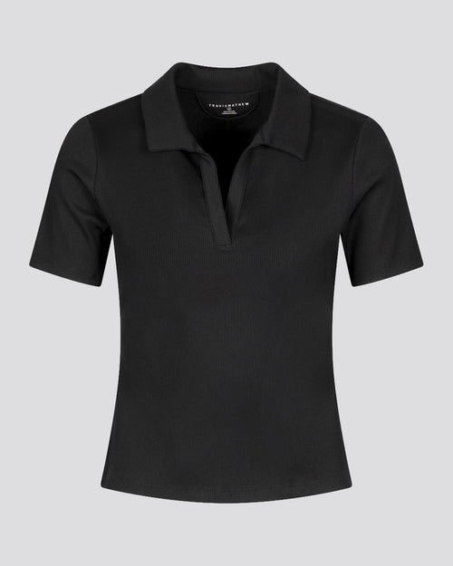 Womens Moveknit V-Neck Polo Black