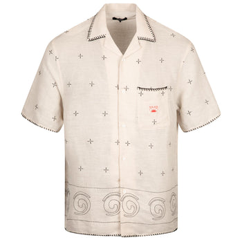 ■Malbon Golf■ Toko Toko Button Up Shirt BEIGE MAN Malbon Golf Ronin Linen Button Down Polo Ivory