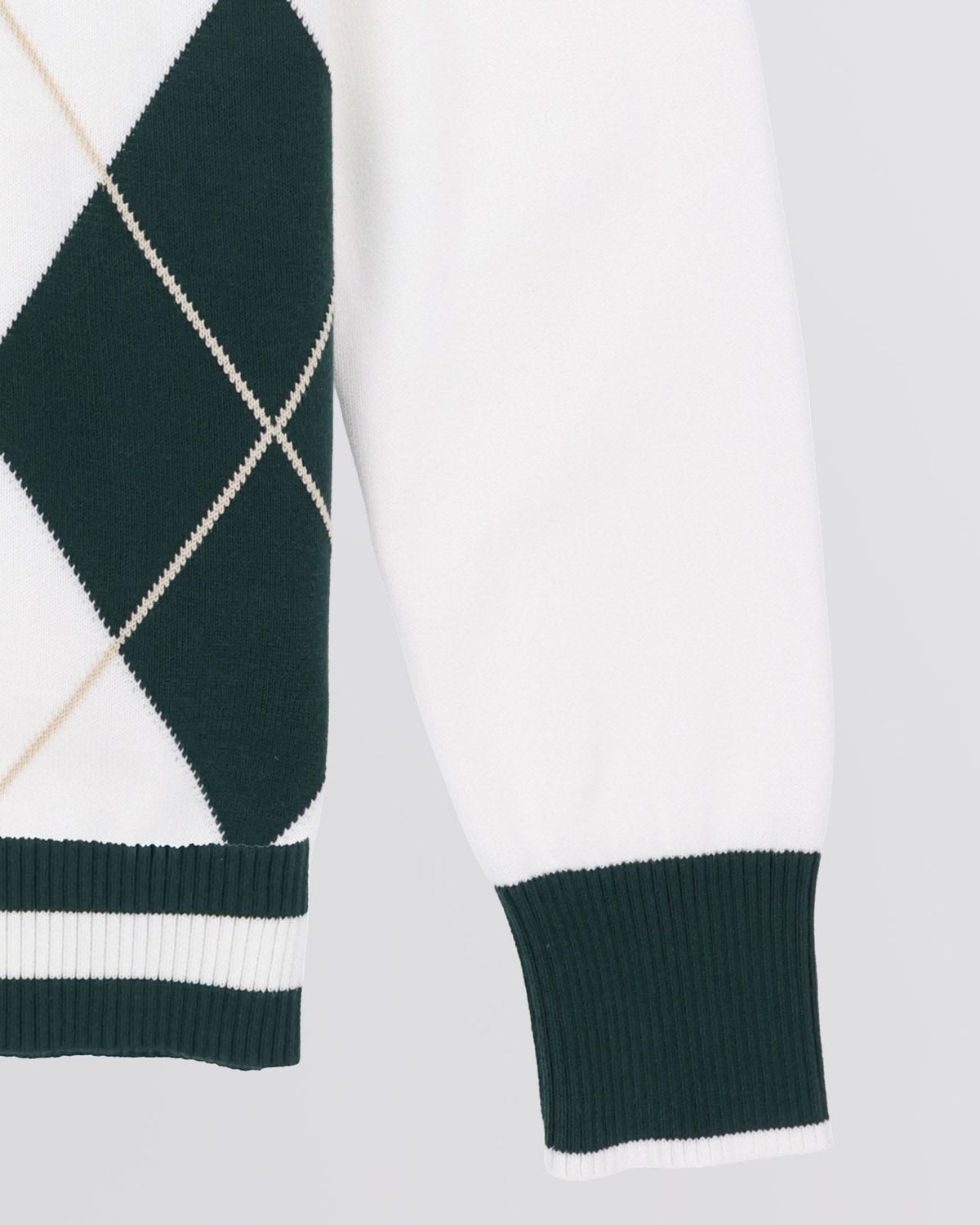 Womens Argyle Full Zip Sweater White/Pine Green Full Zip Sweater White/Pine Green
