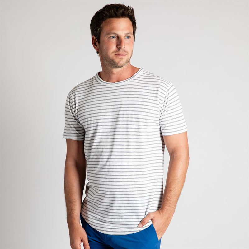 Alpha Slub Striped Tee Light Gray Heather/Arctic