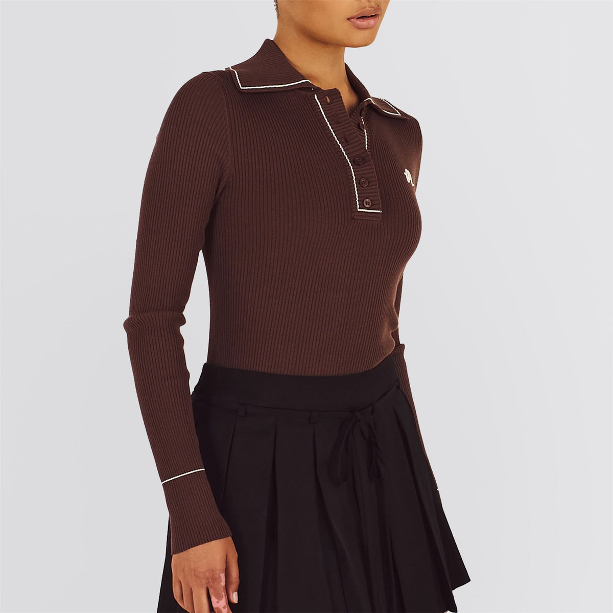 Womens Agatha Knit Polo Mahogany