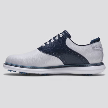 FootJoy FJ Traditions Saddle Cleated Golf Shoe White/Navy/Blue