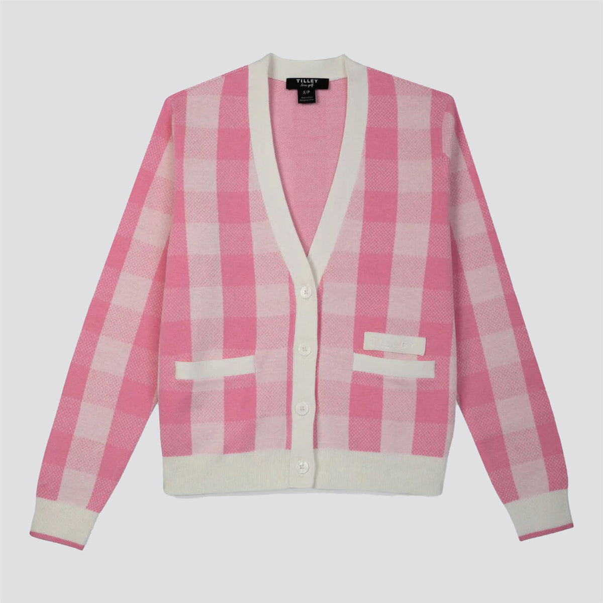 Womens Gingham Cardigan Pink
