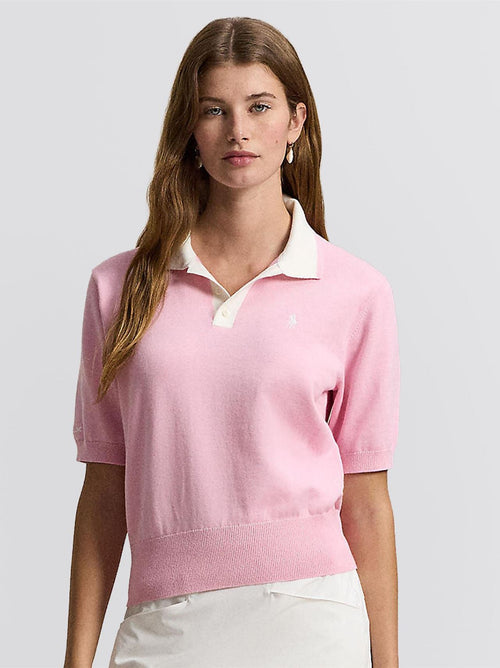 RLX Womens Cotton Blend Sweater Polo Light Pink/White Splash