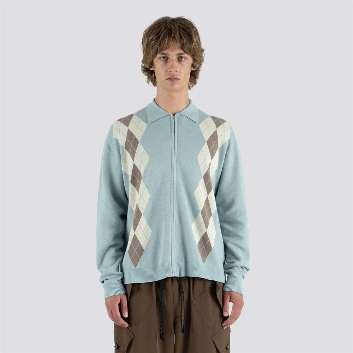 Wright Knitted LS Polo Slate