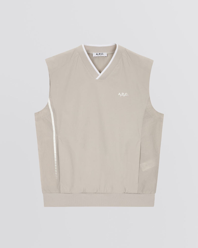 Gaspard V-Neck Woven Vest Grey