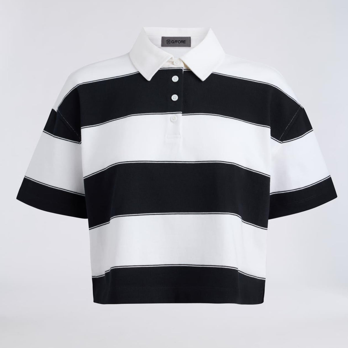 Womens Striped IT Boxy Rugby Polo Snow/Onyx