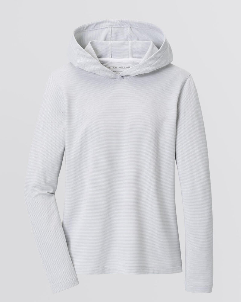 Womens Pine Sugar Stripe Performance Hoodie Whisper Grey/White