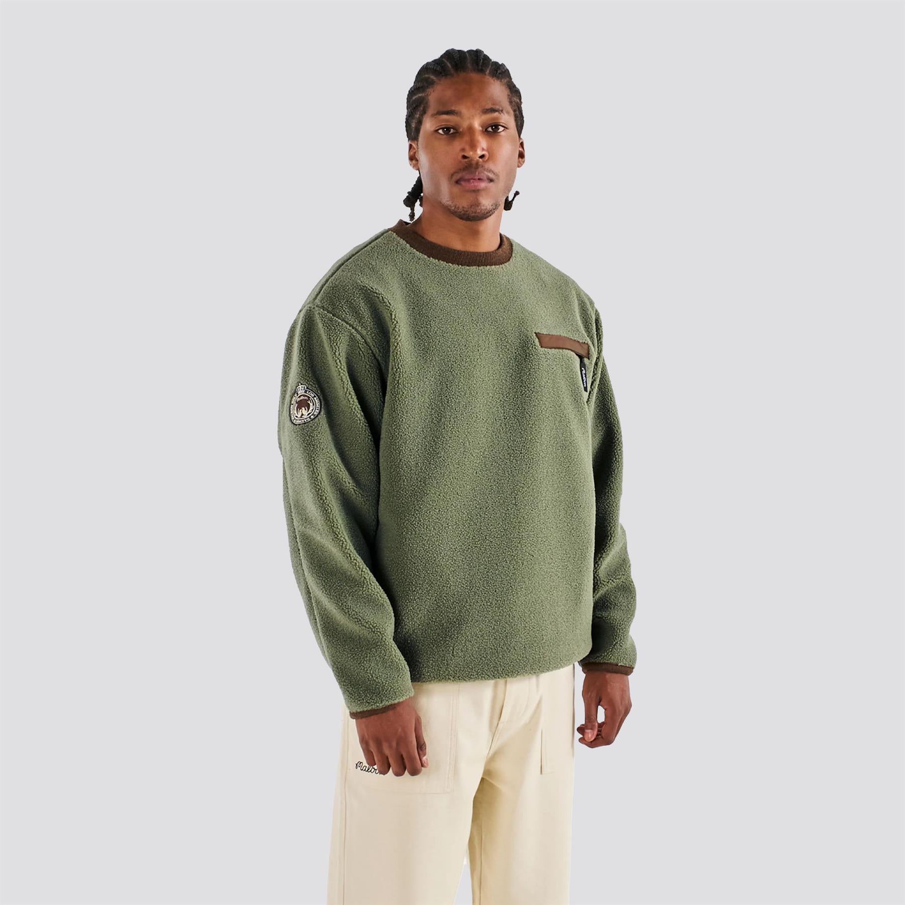 Hudson Sherpa Crewneck Sweater Olivine