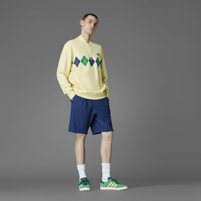 Argyle Printed Quarter Zip Yellow
