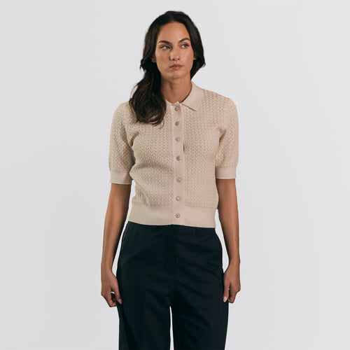 Womens Victoria Polo Pinky White