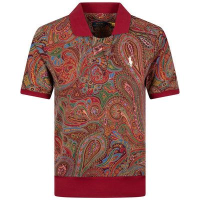 Womens Paisley Jersey Polo Shirt Ancient Madder Paisley
