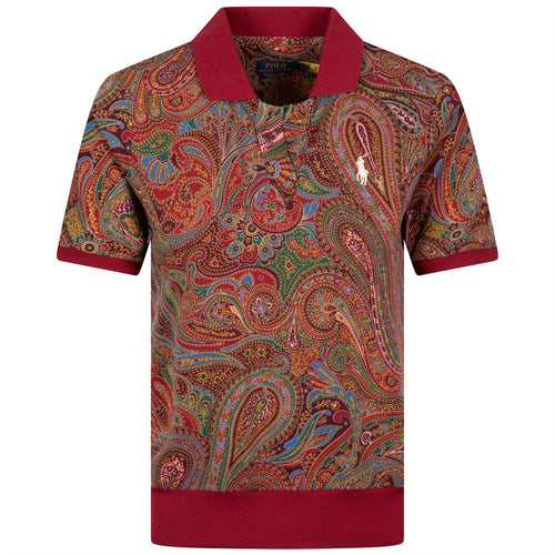 Womens Paisley Jersey Polo Shirt Ancient Madder Paisley