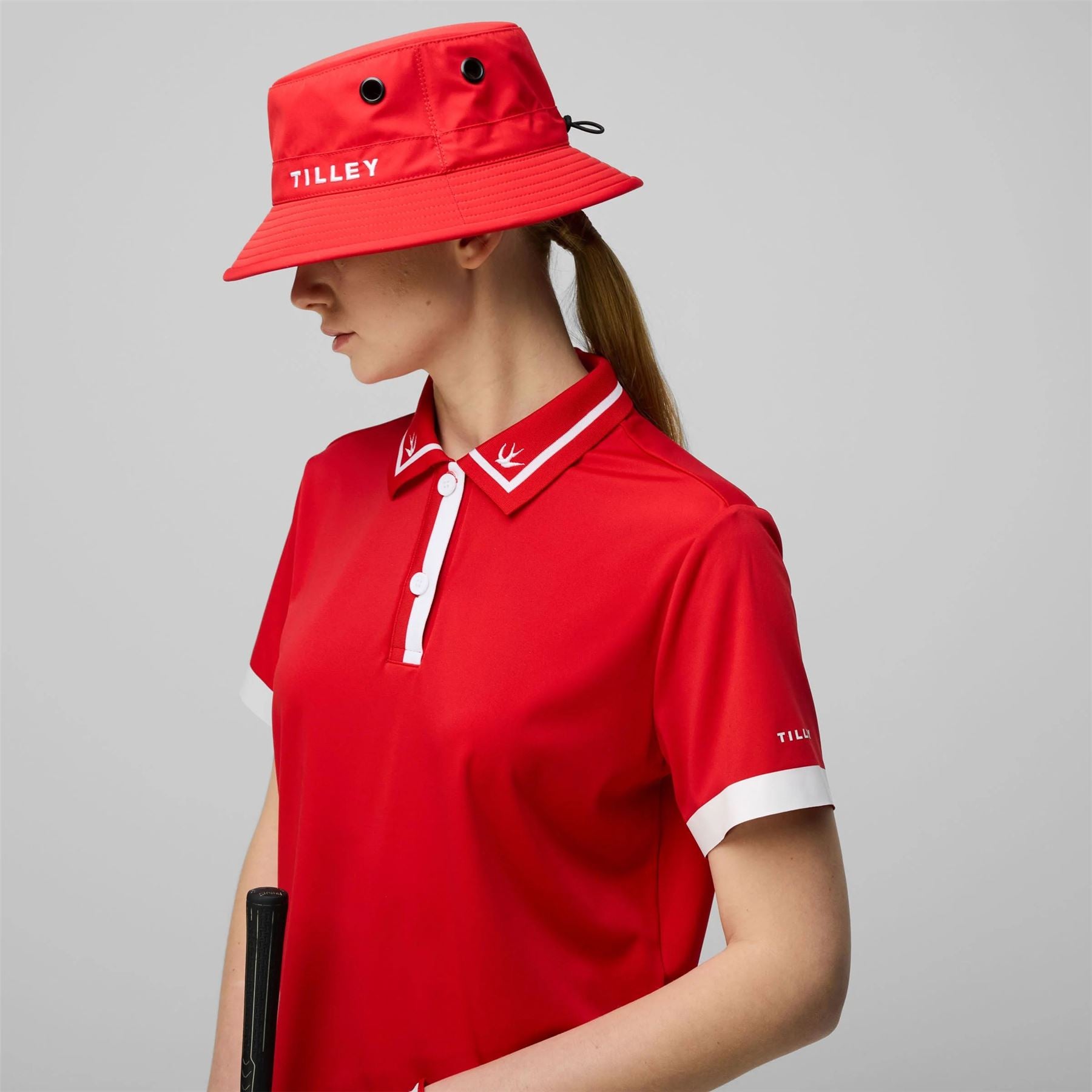 Womens Tech Jersey Boxy Birdie Polo Sport Red/White