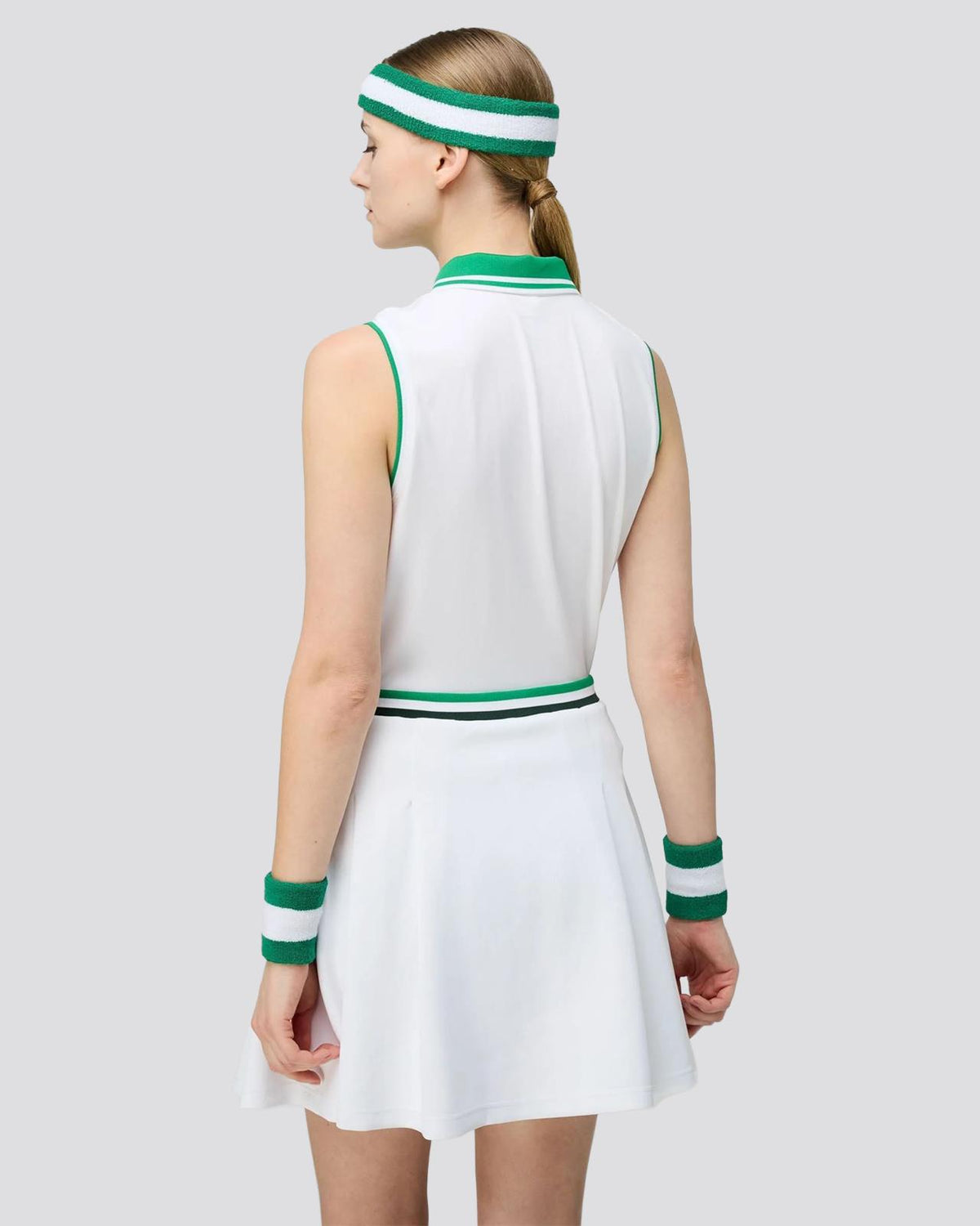 Womens Tech Jersey SL Zip Polo White/Sport Green