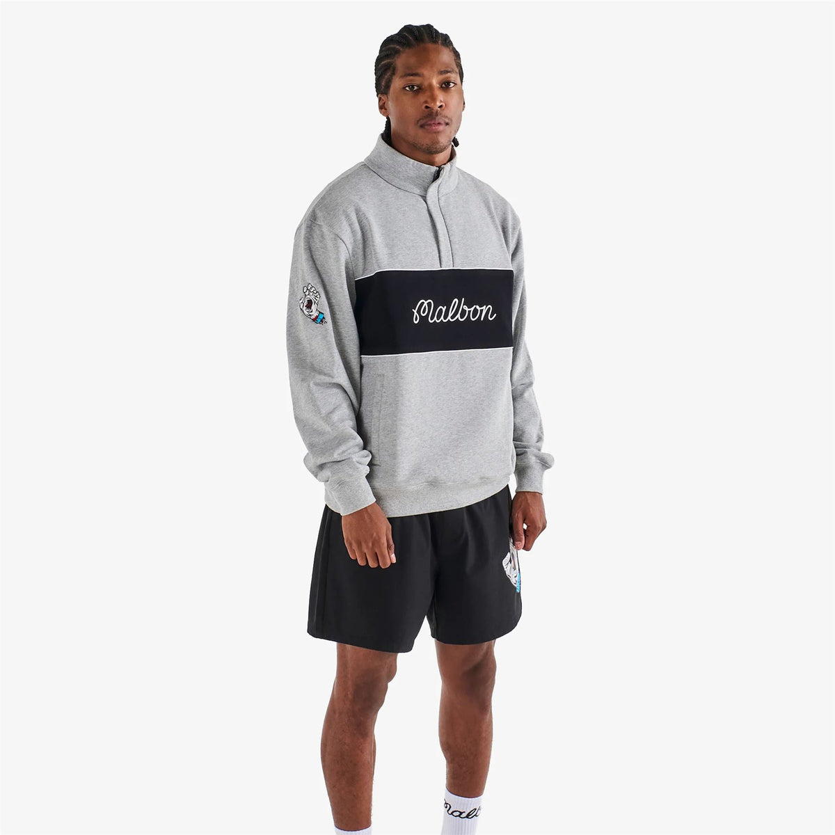 x Santa Cruz Quarter Zip Sweatshirt Heather Grey