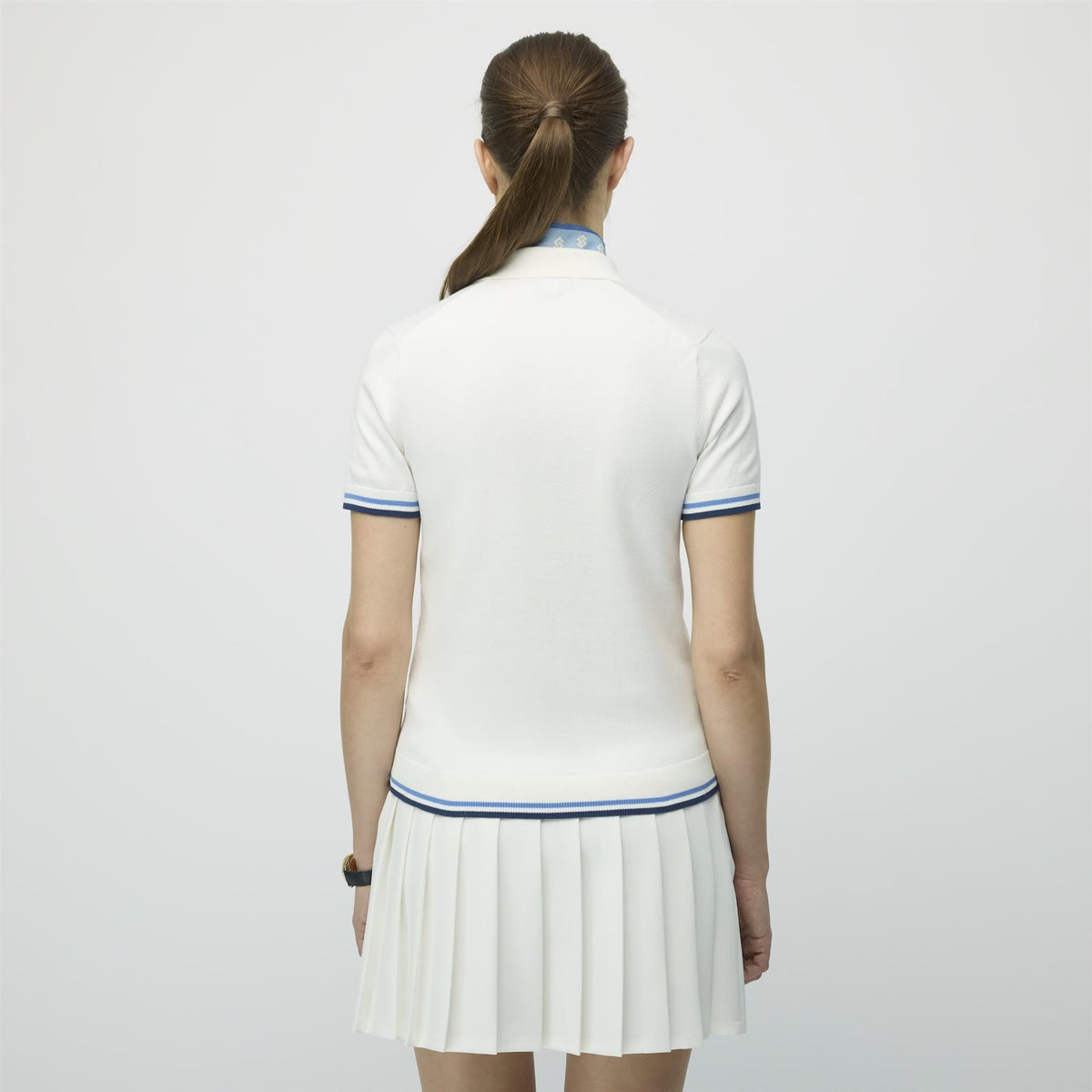 Womens Albatross Polo White/Blue Stripe