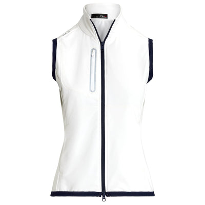 Womens Terry Sleeveless Full Zip Vest Ceramic White/ Refined Navy - SS24
