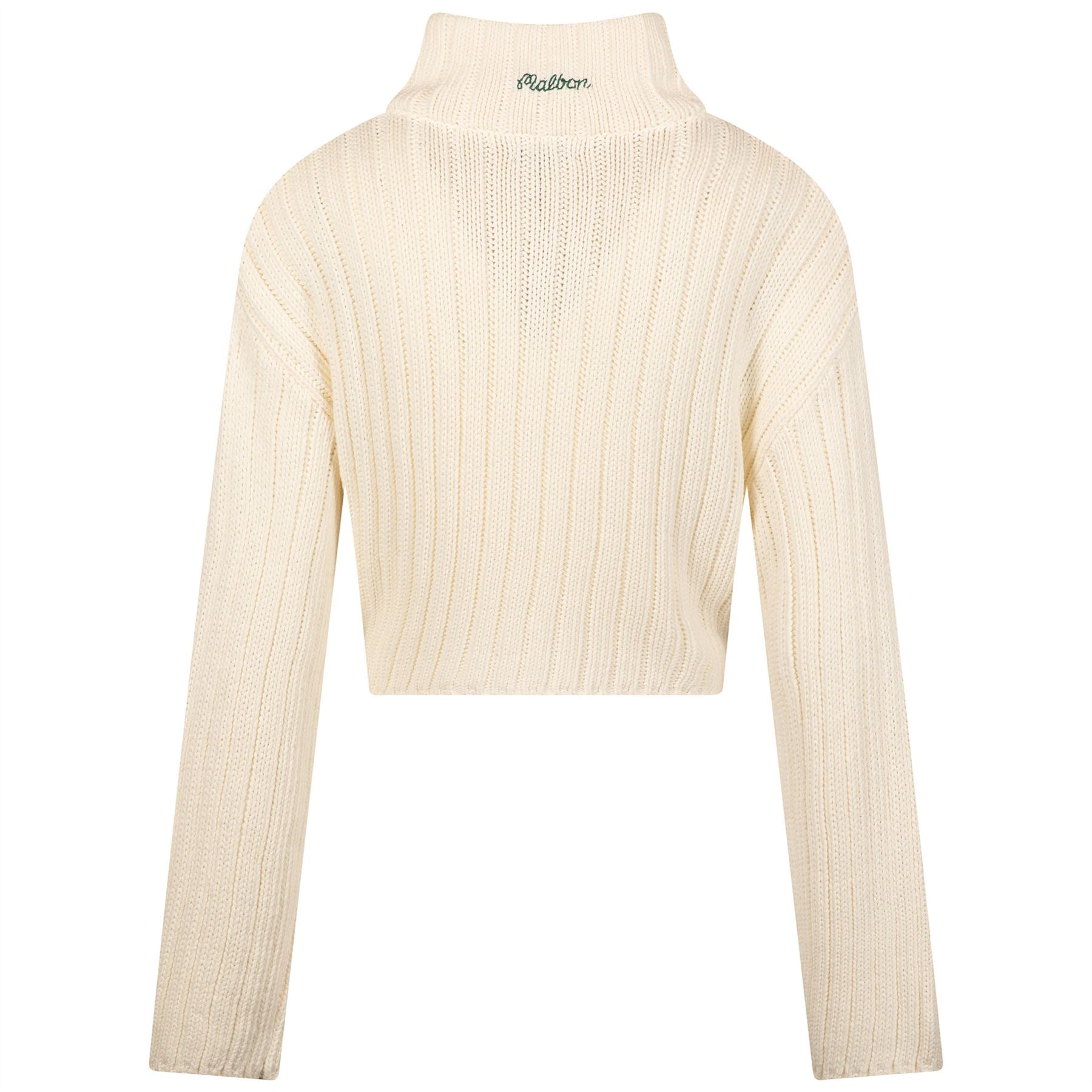 Malbon Golf Allegra Chunky Knit Zip Up Ivory | TRENDYGOLF USA