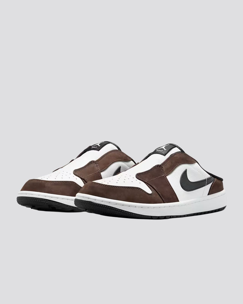 Air Jordan 1 Mule Spikeless Golf Shoes Barbeque Brown/Black/White/Sail