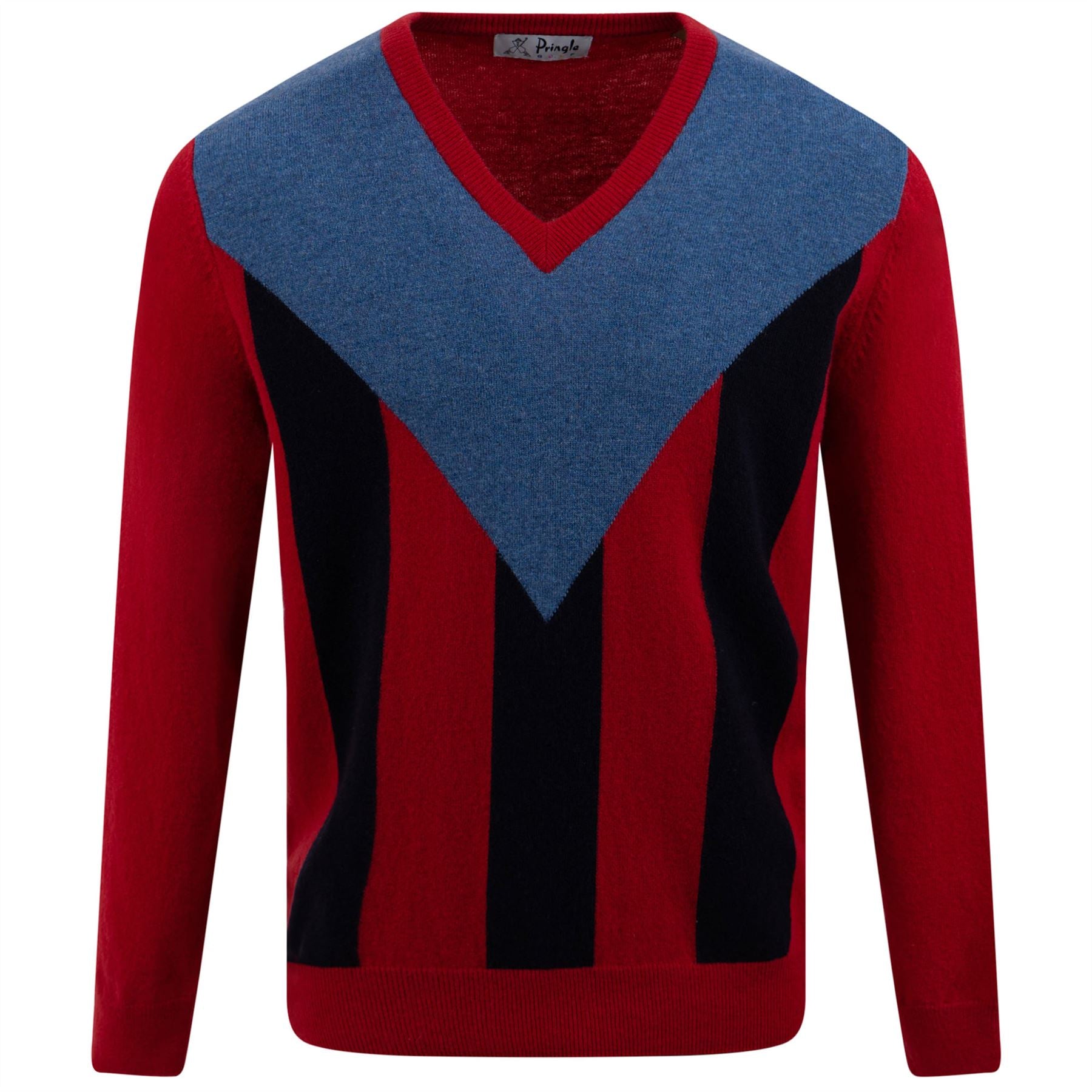 Vertical Stripe Knit Red/Denim