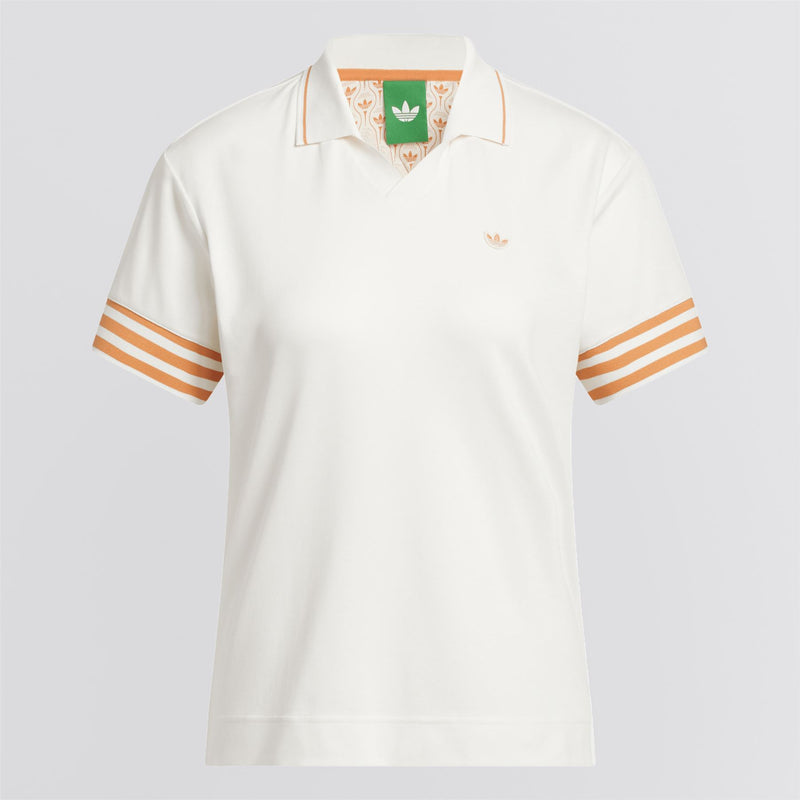 Womens Originals 3-Stripe Polo Chalk White/Dusky Orange