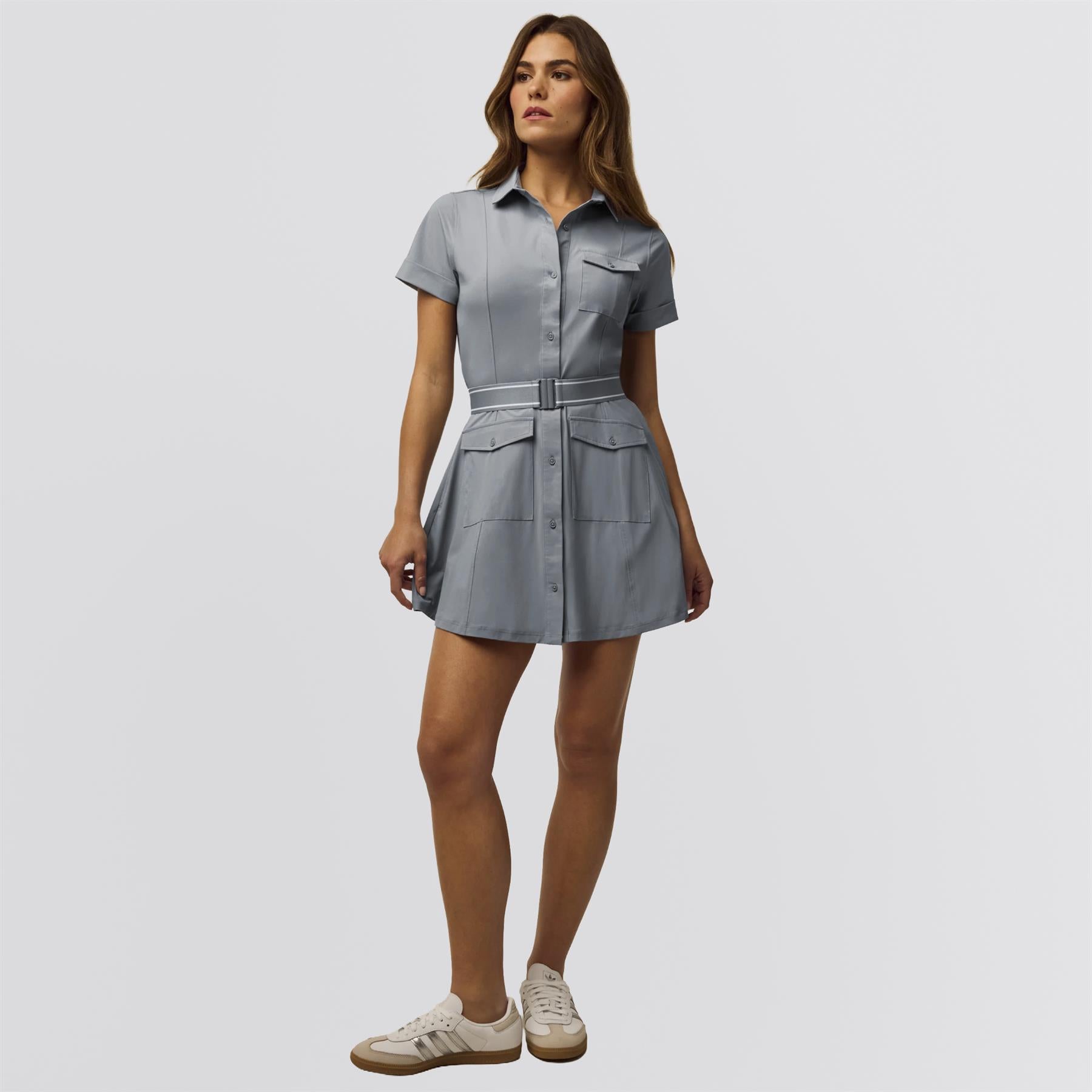 Womens Phoenix Belted Shirt Dress Bluestone