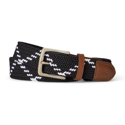 Polo Golf Leather Trim Webbed Belt Black/White - SS25