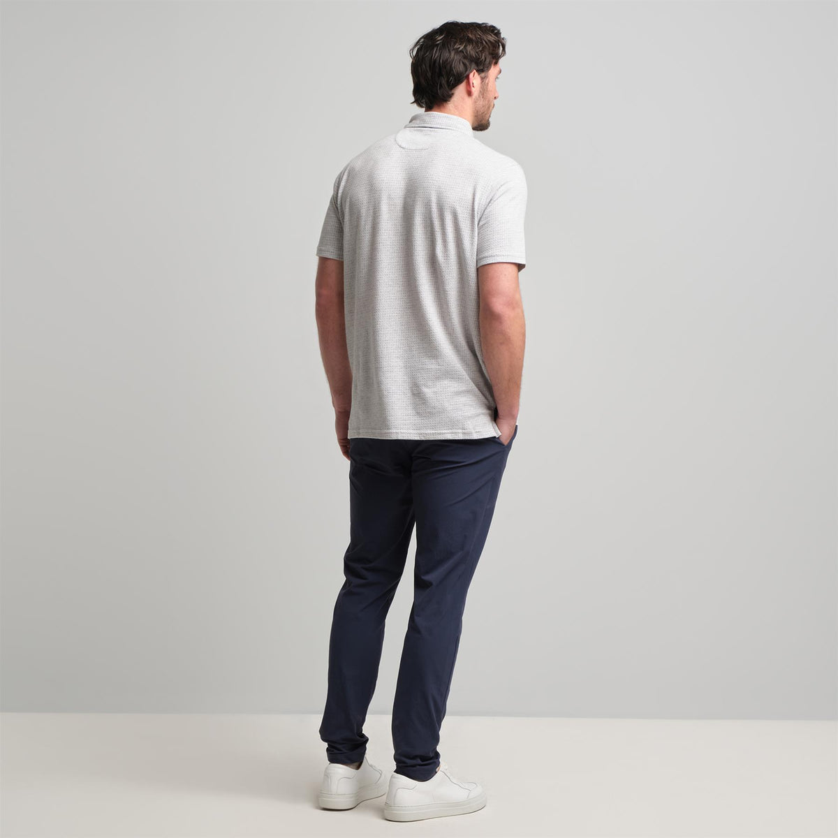 Fessenden Polo Light Grey Heather Houndstooth