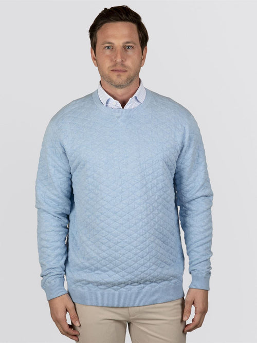 The Ward Jacquard Sweater Heathered Vista Blue