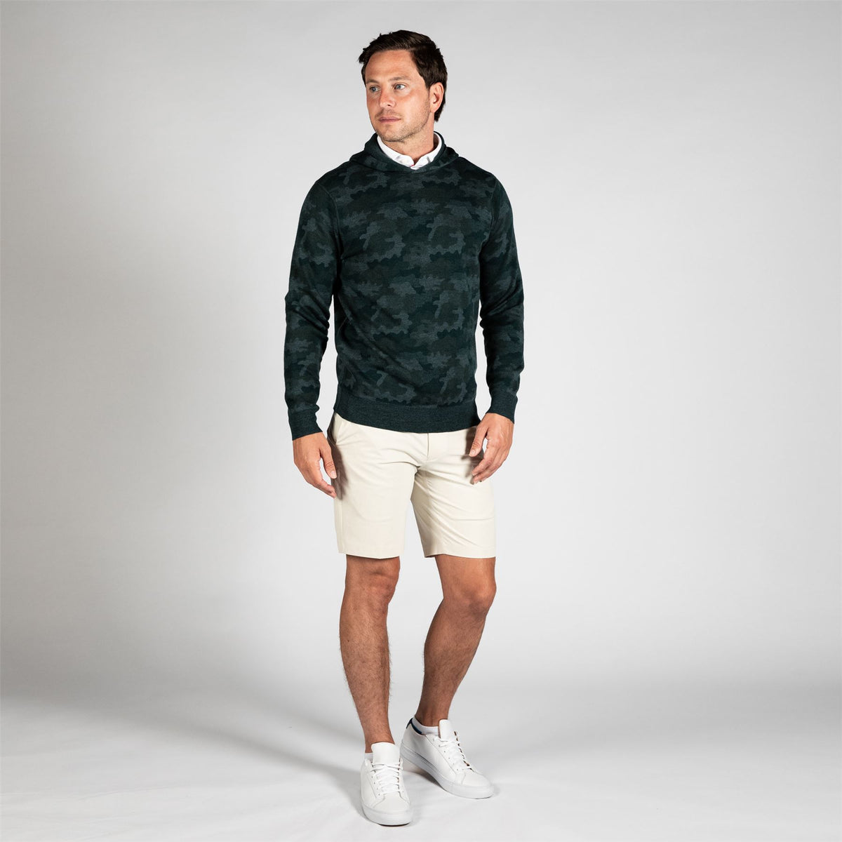 Reversible Camo Popover Hoodie Deep Verdant