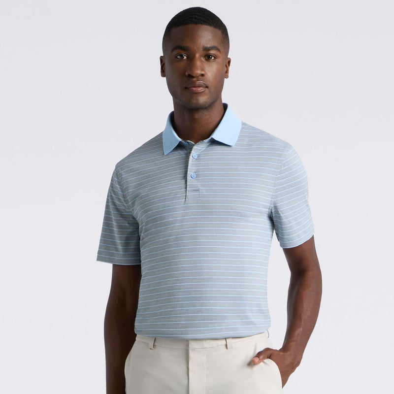 Herringbone Stripe Tech Jersey Polo Pine/Baja