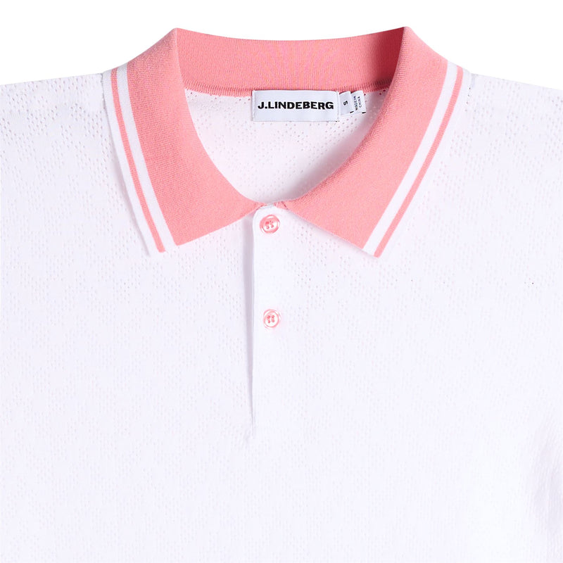 Womens Polly Pointelle Polo White
