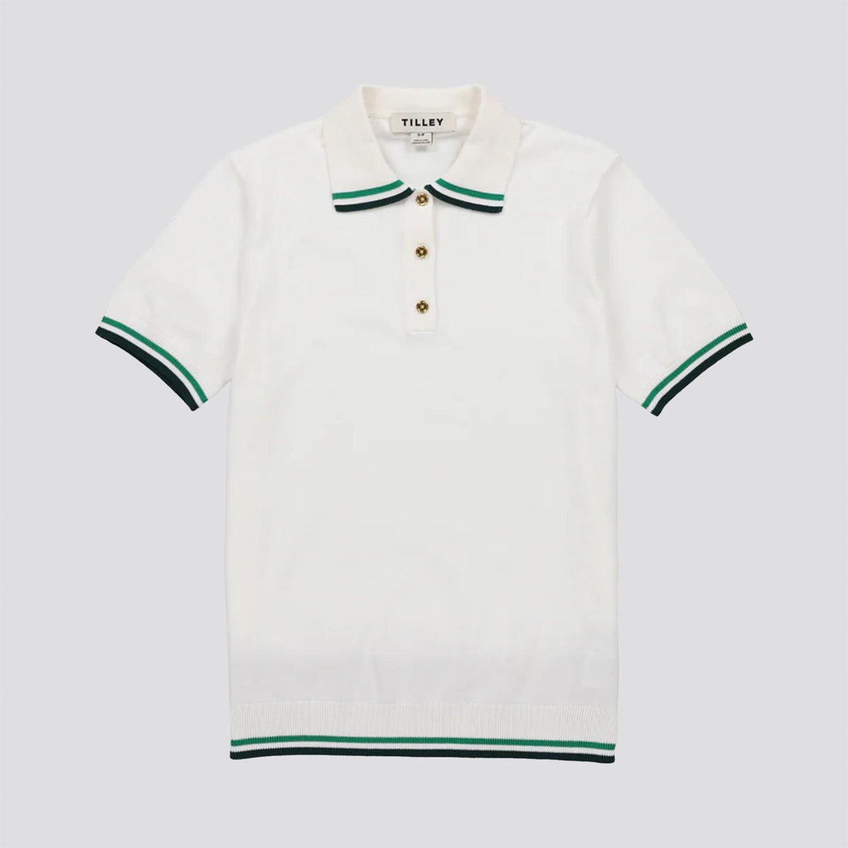 Womens Albatross Polo White/Green Stripe