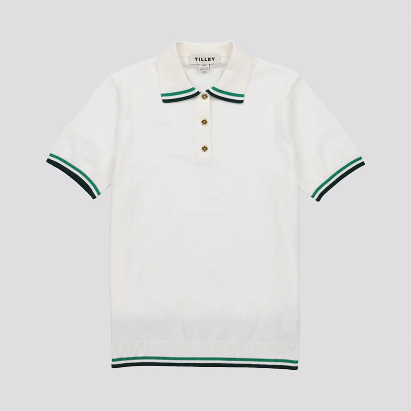 Womens Albatross Polo White/Green Stripe