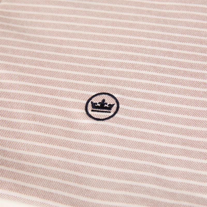 Albatross Stripe Cotton-Blend Pique Polo Faded Scarlett