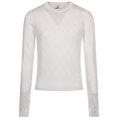 Womens LS Pointelle Sweater White - SS24