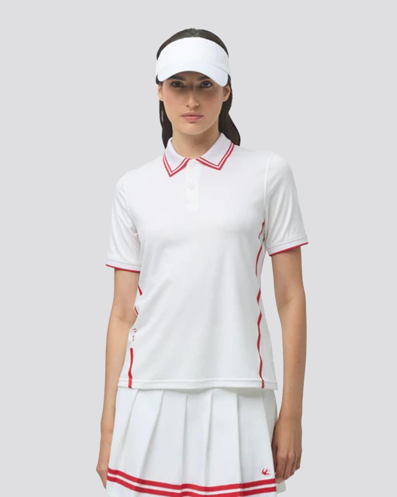 Womens Tech Jersey Club Polo White/Sport Red