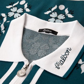 Malbon Golf Lucia Quarter Zip Polo Ocean Multi | TRENDYGOLF USA