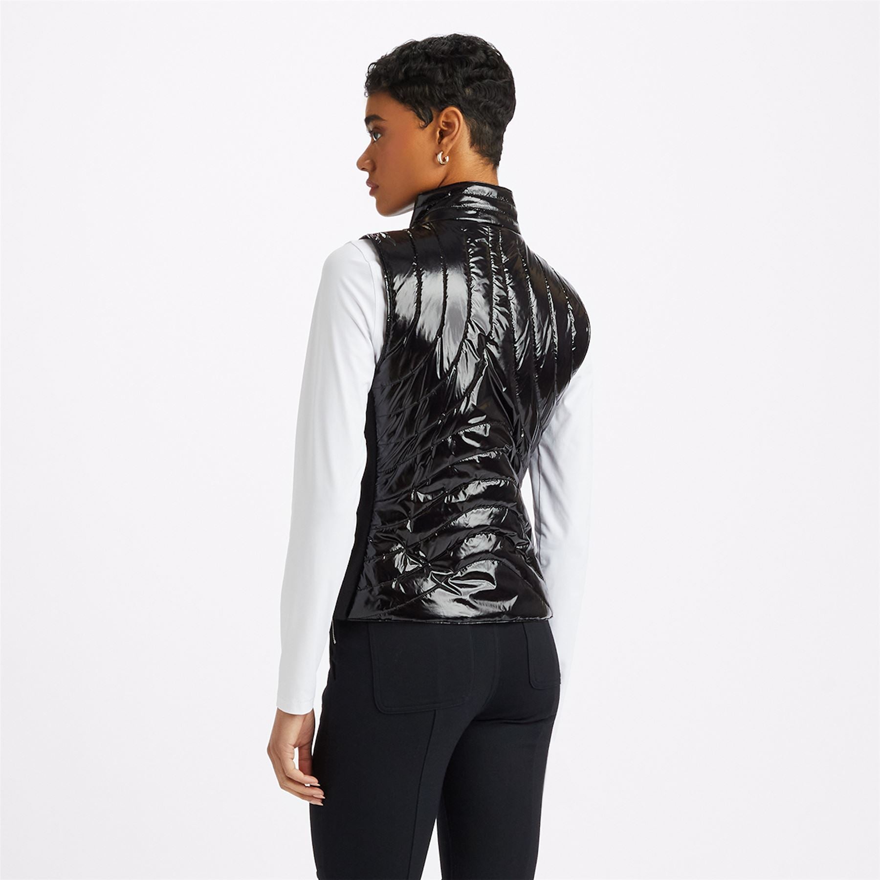 G/FORE Quilted Nylon Coated Merino Wool-Lined Snap Vest Onyx