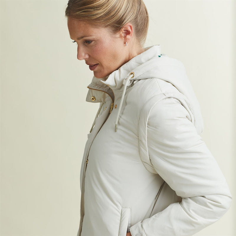 Womens Fait Tout Hooded Jacket Vest Silver Birch