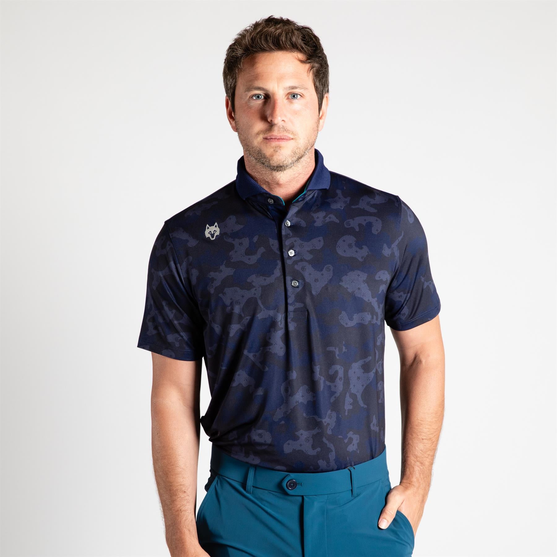 GREYSON グレイソン　GOAT CAMO POLO　表記Mサイズ Greyson G.O.A.T Camo Polo Maltese Blue | TRENDYGOLF USA