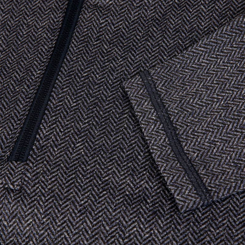 Palmer Performance Quarter Zip Mid Layer Navy Herringbone