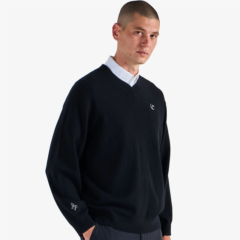 x Jesper Parnevik V-Neck Merino Wool Sweater Black
