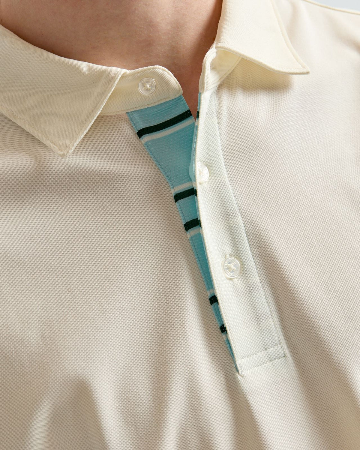 Roll Sleeve Polo Cream/Blue Vintage Stripe