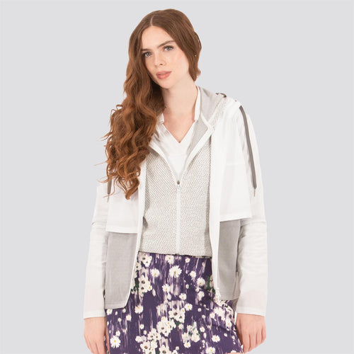 Womens Double Layer Jacket White/Marl Grey