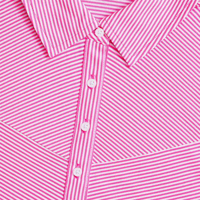 Womens Paneled Stripe Tech Pique SL Polo Knockout Pink