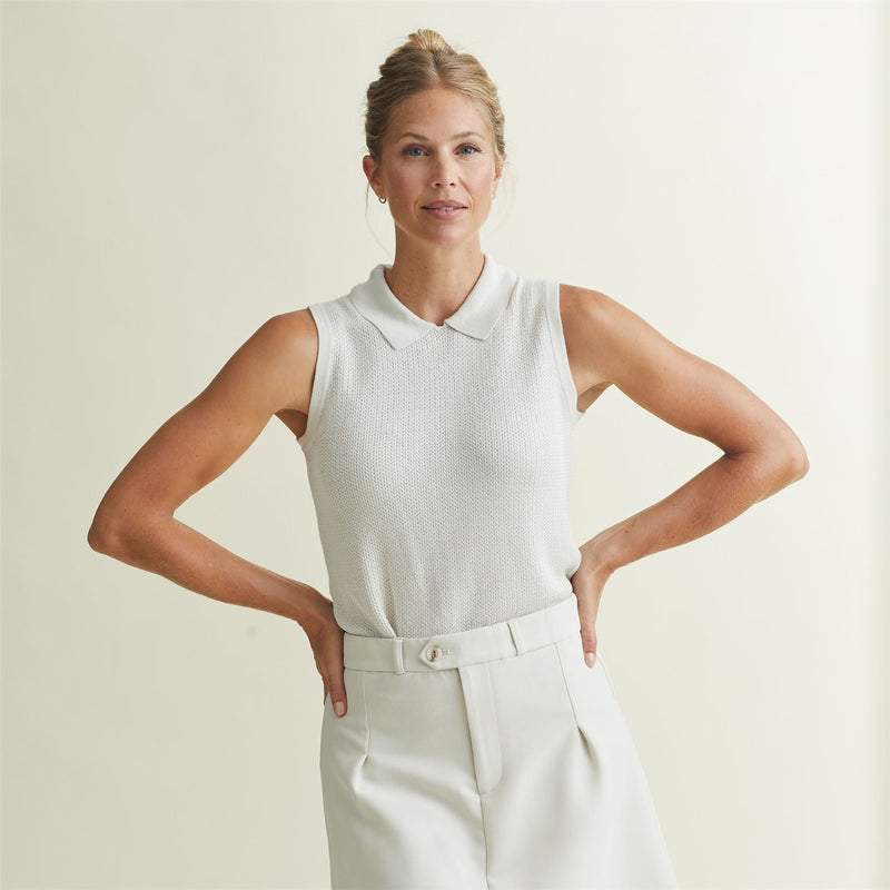 Womens Crochet Sleeveless Top Silver Birch