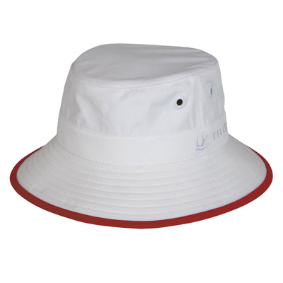 Womens Tilley Wide Brim Bucket Hat White/Sport Red